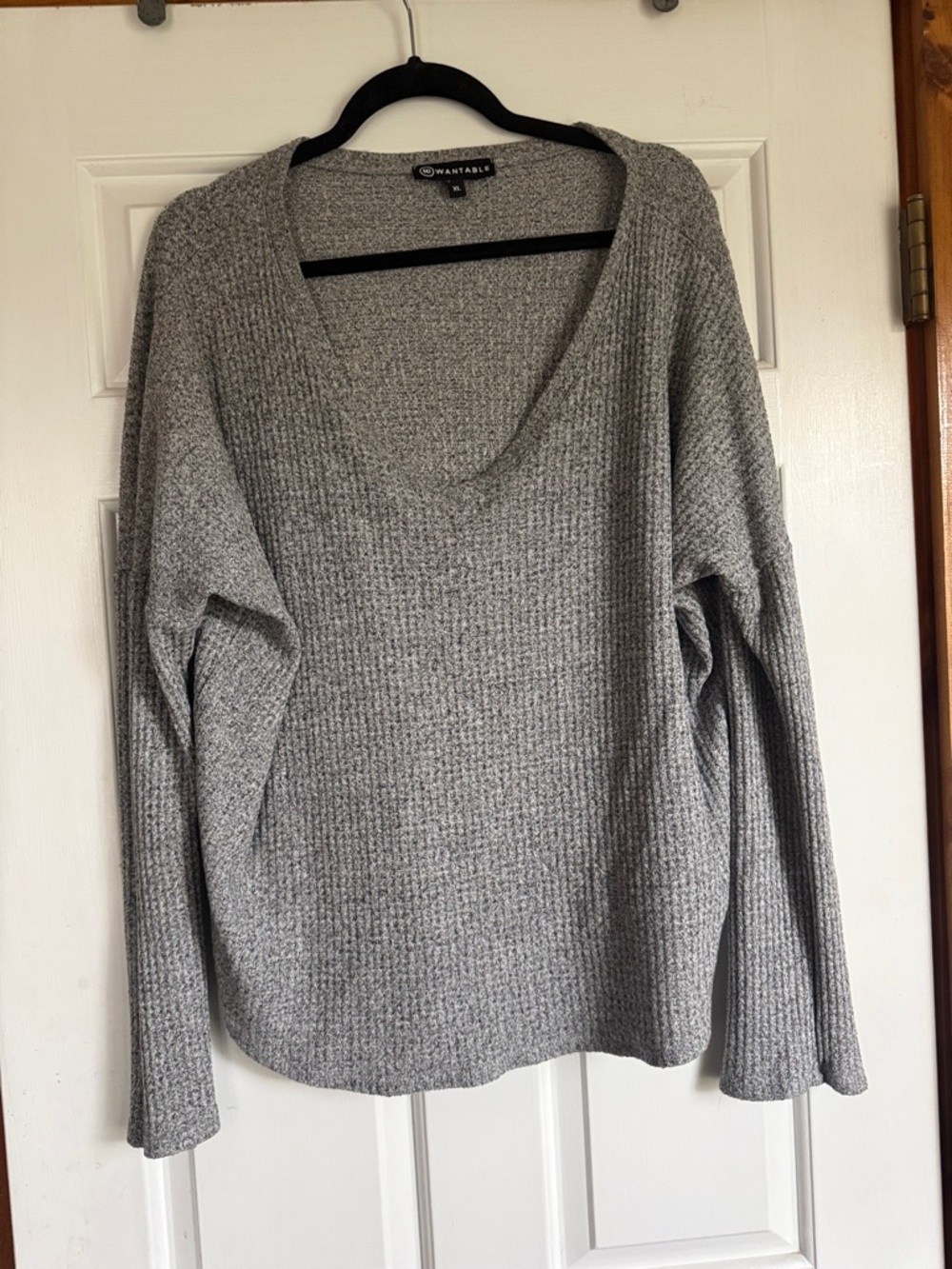 Waffle-Knit V-Neck Sweater in Gray by Wantable